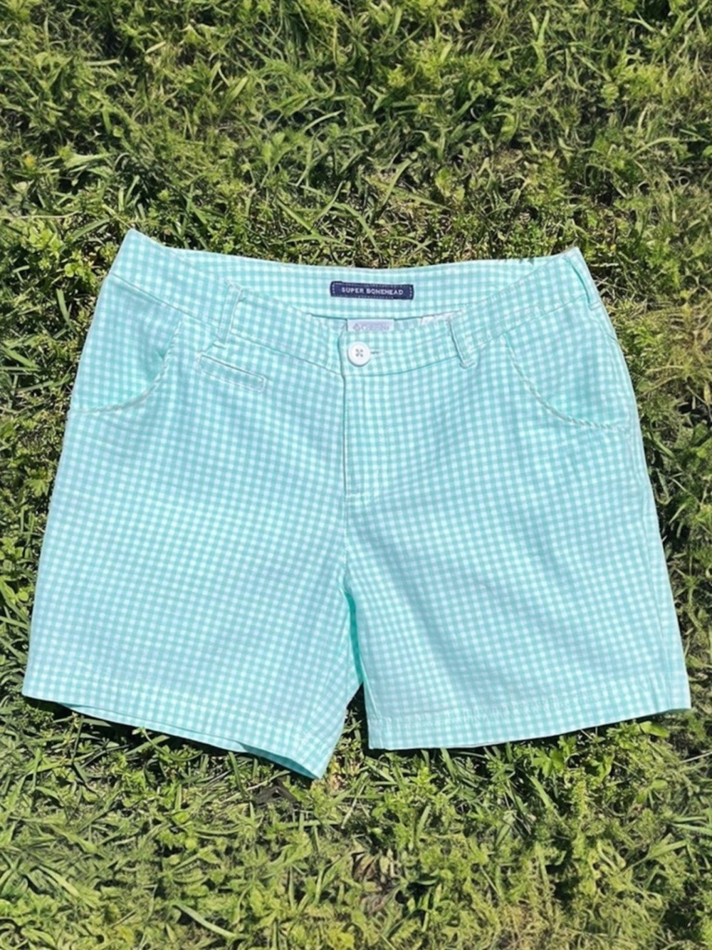 Columbia Super Bonehead II Short in Ocean Water Gingham Women’s Sz 4